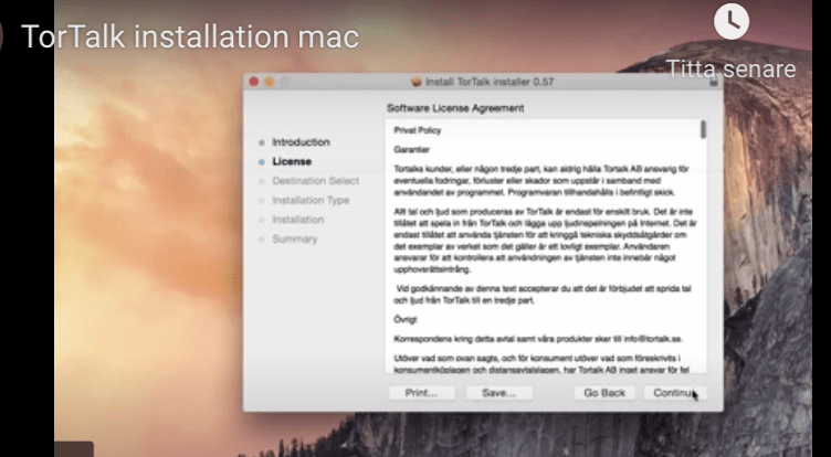 TorTalk Installation Mac